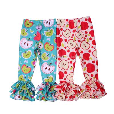 China 2020 New Children High Quality Breathable Apple Print Girl Ruffle Baby Pants for sale