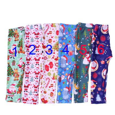 China New Breathable Boutique Kids Leg Warmers Christmas Print Baby Girls Straight Pants for sale