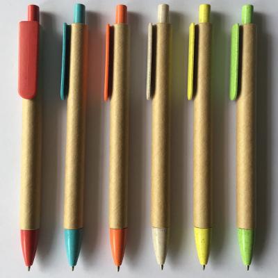 China biodegradable pen made by paper and straw with printing LOGO for sale