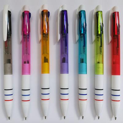 China Transparent 3color click ball pen with customized LOGO for sale