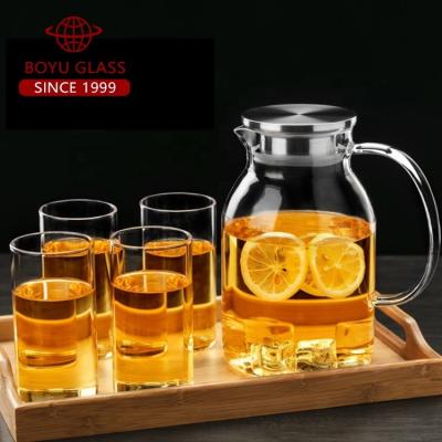 China 2019 Viable New Custom Glass Flower Tea Borosilicate Glass Pot Set Of Teapot for sale