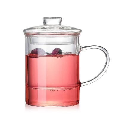 China Single Sustainable High Borosilicate Glass Mug With Glass Lid for sale