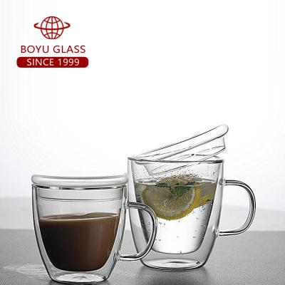 China Sustainable Glass Tea Maker Tempered Glass Cup Crystal Glass Fair Mug With Handle for sale