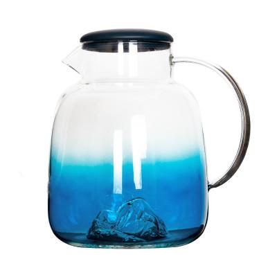 China Stocked Kettle Single Gradient Dolomite Borosilicate Glass Pot Household Cold Water Cup Kettle Set for sale