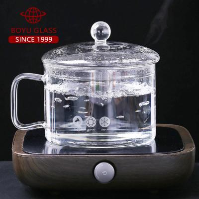 China 2019 new sustainable pyrex glass pot 1L custom made glass cooking pot for sale