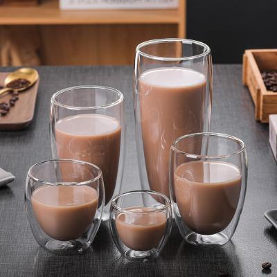 China Whosale Cheap Sustainable Double Clear Borosilicate Glass Coffee Tea Cup Mugs for sale