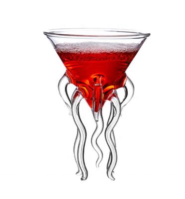 China Eco-friendly Hot Sale Handmade Unique Clear Cocktail Octopus Martini Juice Glass Cup For Night Club Bar for sale