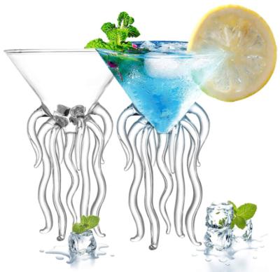 China Eco-friendly Hot Sale Handmade Unique Clear Cocktail Octopus Martini Juice Glass Cup For Night Club Bar for sale