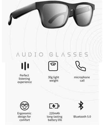 China Custom Fashion Music Earphone BT Eyewear Acetate Audio Glass Sun Earphone Custom Glass Logo Smart Sunglasses With Speaker < 50