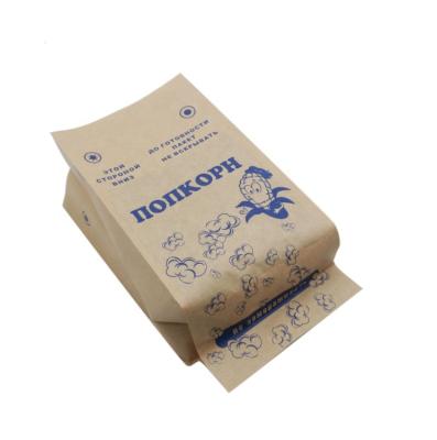 China Disposable Food Grade Printing Kraft Paper Microwave Popcorn Wrapping Paper Bag for sale