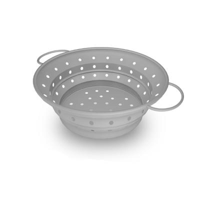 China Sustainable Retractable Folding Silicone Round Vegetable Filter Washing Basket For Kitchen for sale