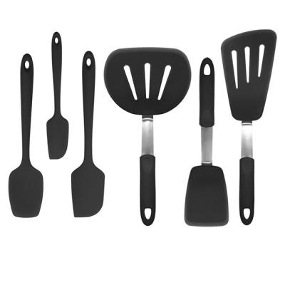 China Sustainable Modern Wholesale 6Pcs Silicone Rubber Utensil Set Cooking Tools For Food Preparation for sale