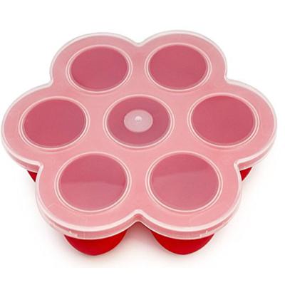 China Viable BPA Free Reusable 7 Cavity Silicone Egg Bites Mold Baby Food Container With Lid for sale