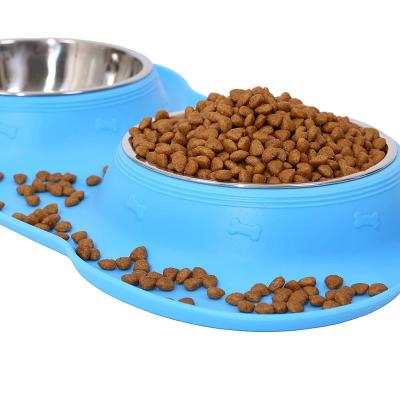 China Hot-selling Silicone Stocked Large Dog Bowl Mat For Food Feeding for sale