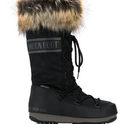 China Round 2021 new design lady round toe black warm fur-trimmed snow boots women for sale