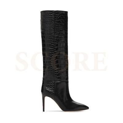 China Fashion Trend 2021 fashion knee high women boots pointed toe stiletto heel women long boots for sale