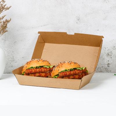 China Recycled materials corrugated burger box, mini food clamshell container-hinged lid, disposable, take-out kraft box, for mini appetizers for sale