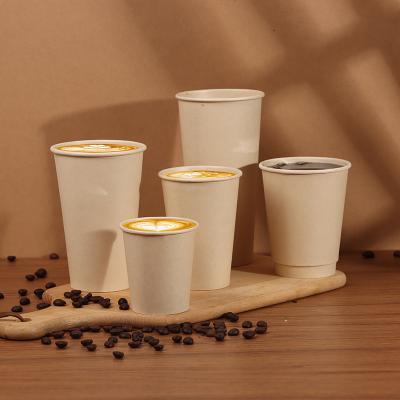 China Recycled Materials Bamboo Disposable Coffee Paper Cup Wall Gold Foil Double Stamping Custom Logo Craft Gsm Style Time Packaging All 4oz 8oz 12oz for sale