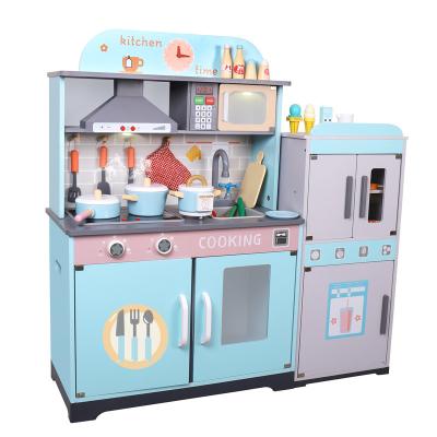 China Children'ss Wooden Complete Set Sets Educational Kitchen and Fridge Kids Toys Cooking Toys for sale