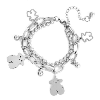 China Teddy Bear Teddy Bear Bracelet Jewelry For Tasty Teddy Plated Women Tarnish Silver Titanium Stainless Steel Link Chain Charm for sale