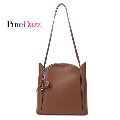 China Wholesale Fashion Casual Vintage Women Ladies Large Size Genuine Leather Bucket Shoulder Bags for sale