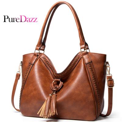 China New Design Fashional Water Resistant Vintage Tassel Custom Women's Tote Handbags And Purse With Shoulder Strap Wholesale for sale