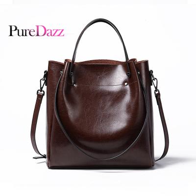 China 2022 Vintage Hot Sale Fashion Designer Genuine Leather Ladies Tote Handbags For Women With Luxury Shoulder Strap for sale