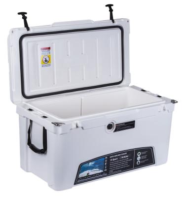 China Best Selling Goods Waterproof Using Plastic White 70.9l Fish Bin Ice Cooler Box For Fishing for sale