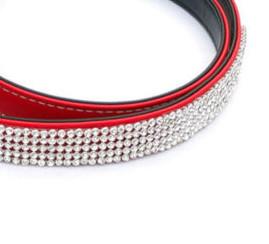 China Custom made Red Diamonds PU Leather Dog Pet Collars Leash XS M L Size for sale