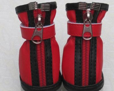 China PU leather + Rubber Sole Winter PET Dog Shoes With Zipper design for sale