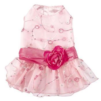 China Elegance Rosette Pet Dress Small Breed Dog Clothes Pink for terrier for sale