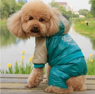 China Dunkelgrüne Polyester-Hundeoveralls für umweltfreundliches personifiziertes Haustier des Winters kleidet zu verkaufen