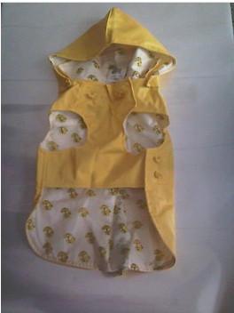 China Waterproof PVC Pet Yellow Raincoat hooded cat rainwears printing for Shiba , Beagle for sale