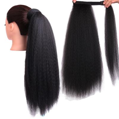 China Top Selling I-tip Ponytail Afro Straight Hair Piece Synthetic Yaki Curly Curly Ponytail With Nylon Band For Black Women for sale