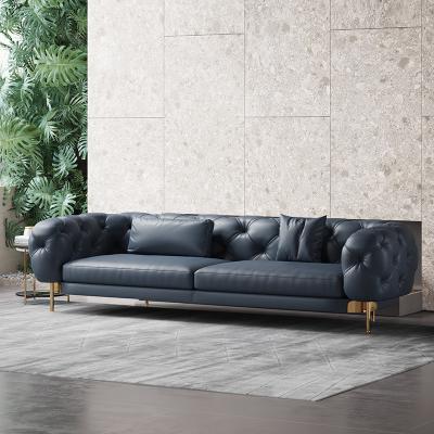 Chine Luxury Italian Style Modern Design Leather Lounge Corner Sofa Modular Chesterfield Sofa Living Room Sofas For à vendre