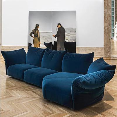 China Luxury Italian Nordic Upholstered Fabric Velvet Sofa 3 Seats Floor Flower Corner Cloud Sofa Living Room Sofas For for sale