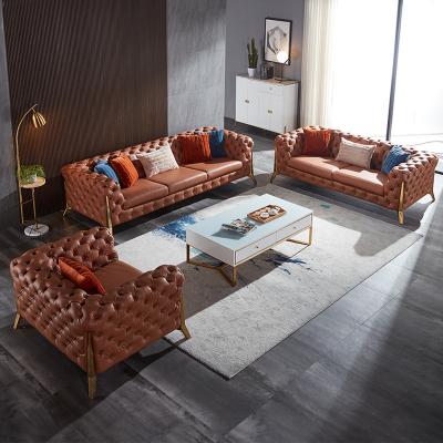 Chine Luxury Style Modern Design Canape Couch Chesterfield Lazy Lounge 3 Seats Leather Sofa Sectional Sofa Set Living Room Furniture à vendre