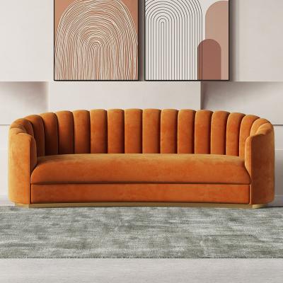 China Luxury Design Upholstered Love Seat Comforting Fabric Velvet Sofa Lounge Corner Curved Sofa Modern Living Room F for sale