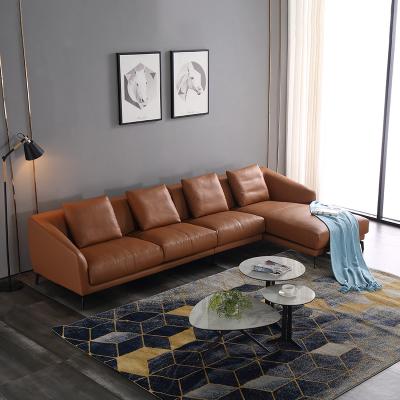 Chine Wholesale Luxury Nordic Modern Design Leather Lazy 3 Seats L Shape Lounge Modular Sofa Set Furniture Couch Living Room Sofas à vendre