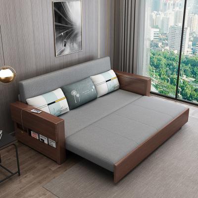 China Modern Design Functional Folding Sofa Bed Set Wooden Sofa Cum Bed With Storage Wall Bed Living Room Sofas for sale