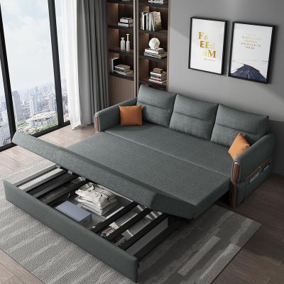 China Modern Design Functional Fabric Sofa Bed Set Wooden Sofa Cum Bed With Storage Wall Bed Living Room for sale