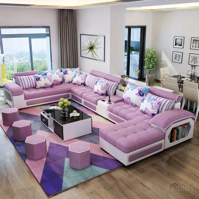 China Modern Leather Couch Functional Sectional Furniture Sleeping Sofa Bed Velvet 7 Seater Pink Sofa Set Furniture Living Room Sofas for sale