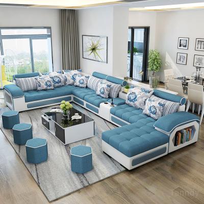 China Modern Leather Fabric Functional Sleeping Sofa Bed Sectional Furniture Fabric 7 Seater Pink Sofa Set Furniture Living Room Sofas for sale