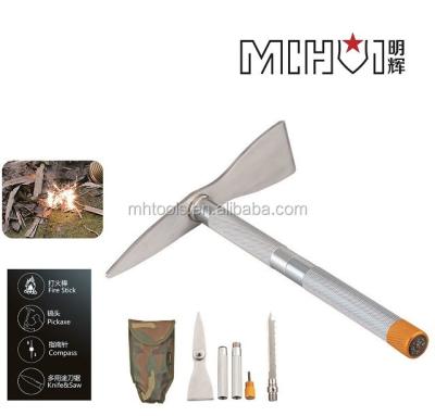 China RESCUE Portable Outdoor Rescue Folding Tool Multi Army Shovel with Fire Sticker and Compass for sale