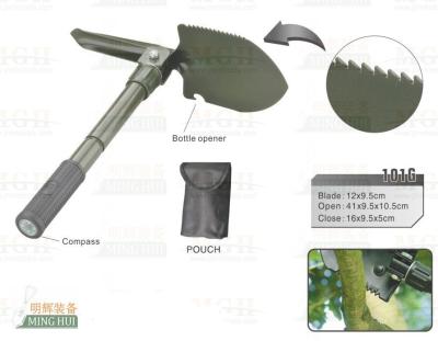 China Foldable multi function universal folding shovel, foldable small size camping shovel for sale