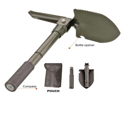 China Mini Chinese Small Cheap Multifunctional Foldable Portable Camping Shovel 101G Outdoor Folding Prices Shovel With Compass for sale