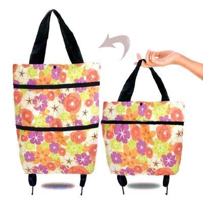 China Heavy Duty And Easy Carry Promotional Wholesale Fashion New Design Foldable Eco Friendly Reusable Grocery Bag With Wheels for sale