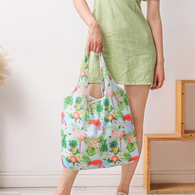 China Reusable And Portable Eco-friendly Polyester Shopper Tote Expandable Foldable Reusable Waterproof Grocery Bag for sale