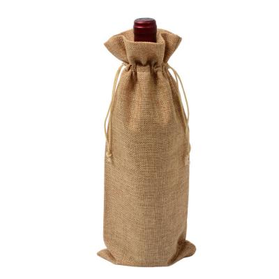 China 100% High Quality Eco-Friendly/Lightweight/Cheap 750ml Hessian Drawstring Gift Hessian Wine Bags Simple Reusable Burlap Wine Bottle Bags Cheap for sale