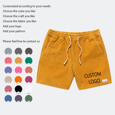 China Logo Men's Summer Solid Color Corduroy Casual Shorts Customized Wholesale Men's Corduroy parride for sale